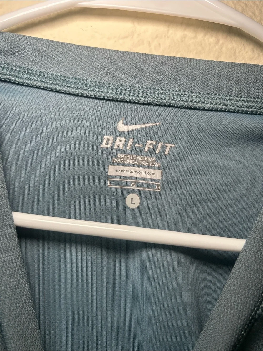 Nike Dri Fit Performance Tee Slate Blue Black Swoosh Short Sleeve Athletic Large